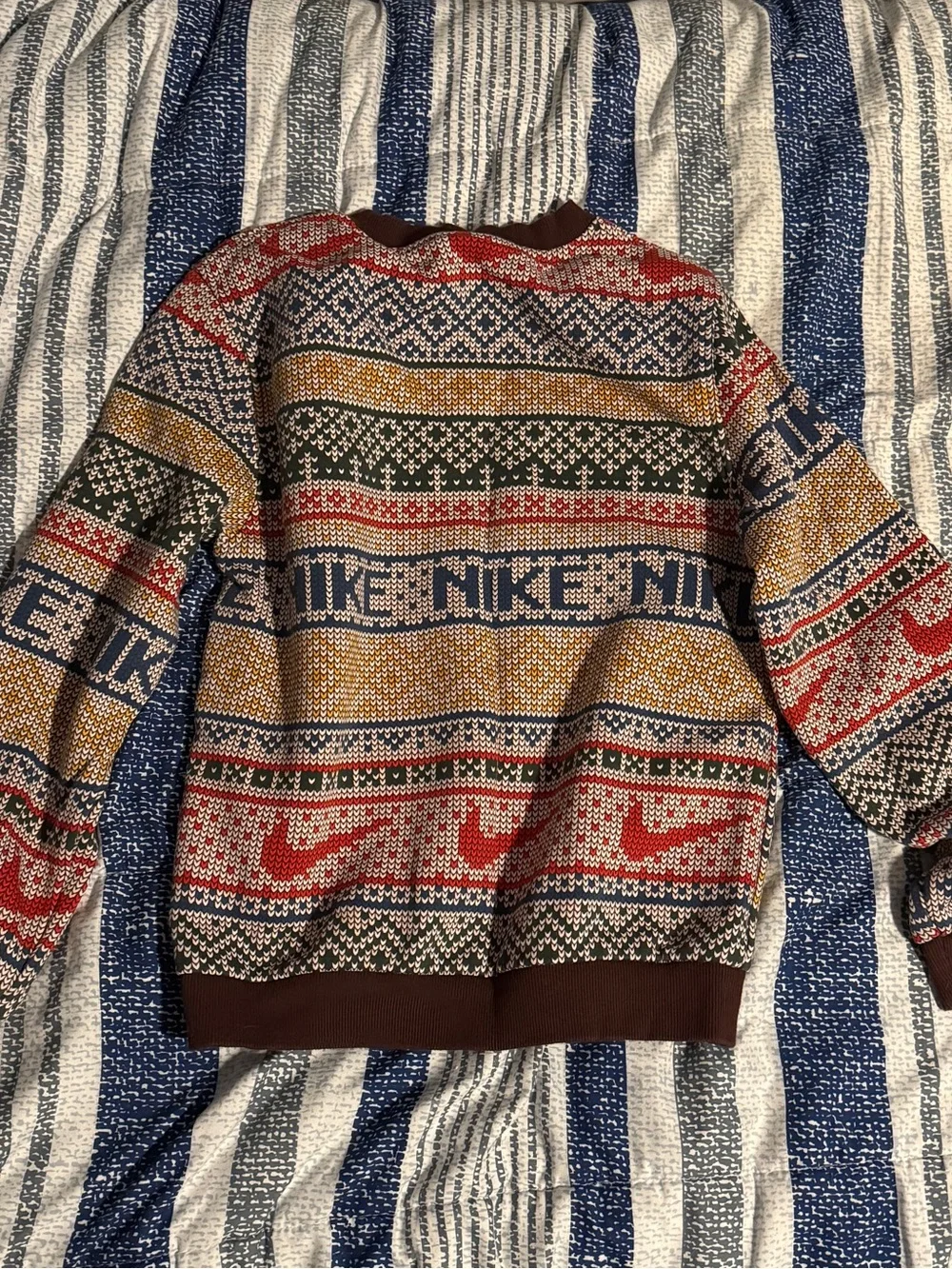 Nike Red, Mustard & Navy Fair Isle Crewneck Sweater
